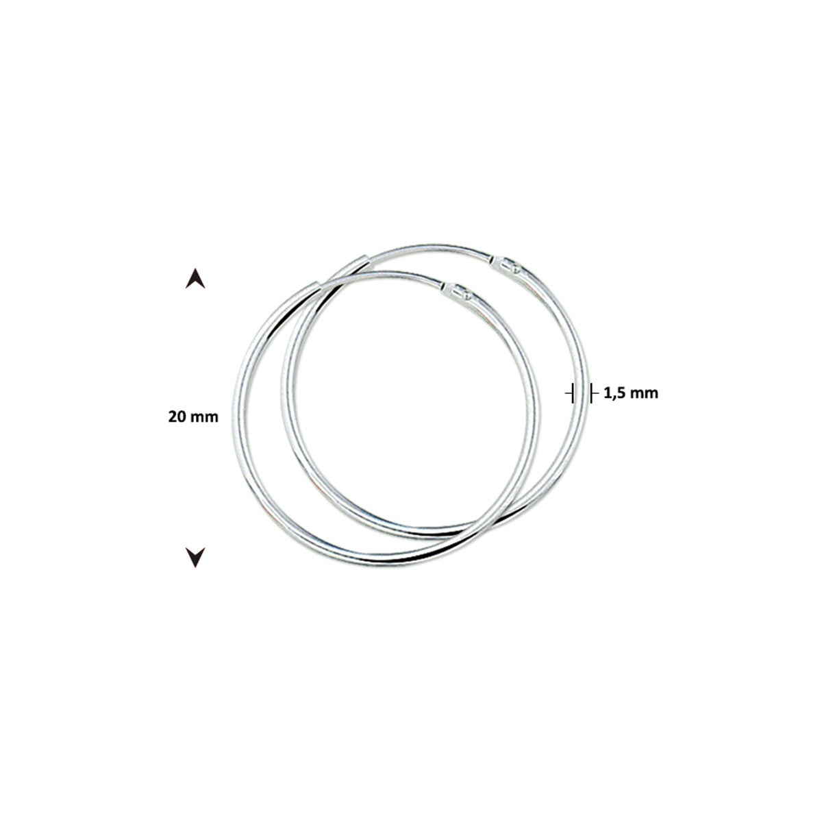 Zilver Oorringen 1,5 MM Ronde Buis 1001450