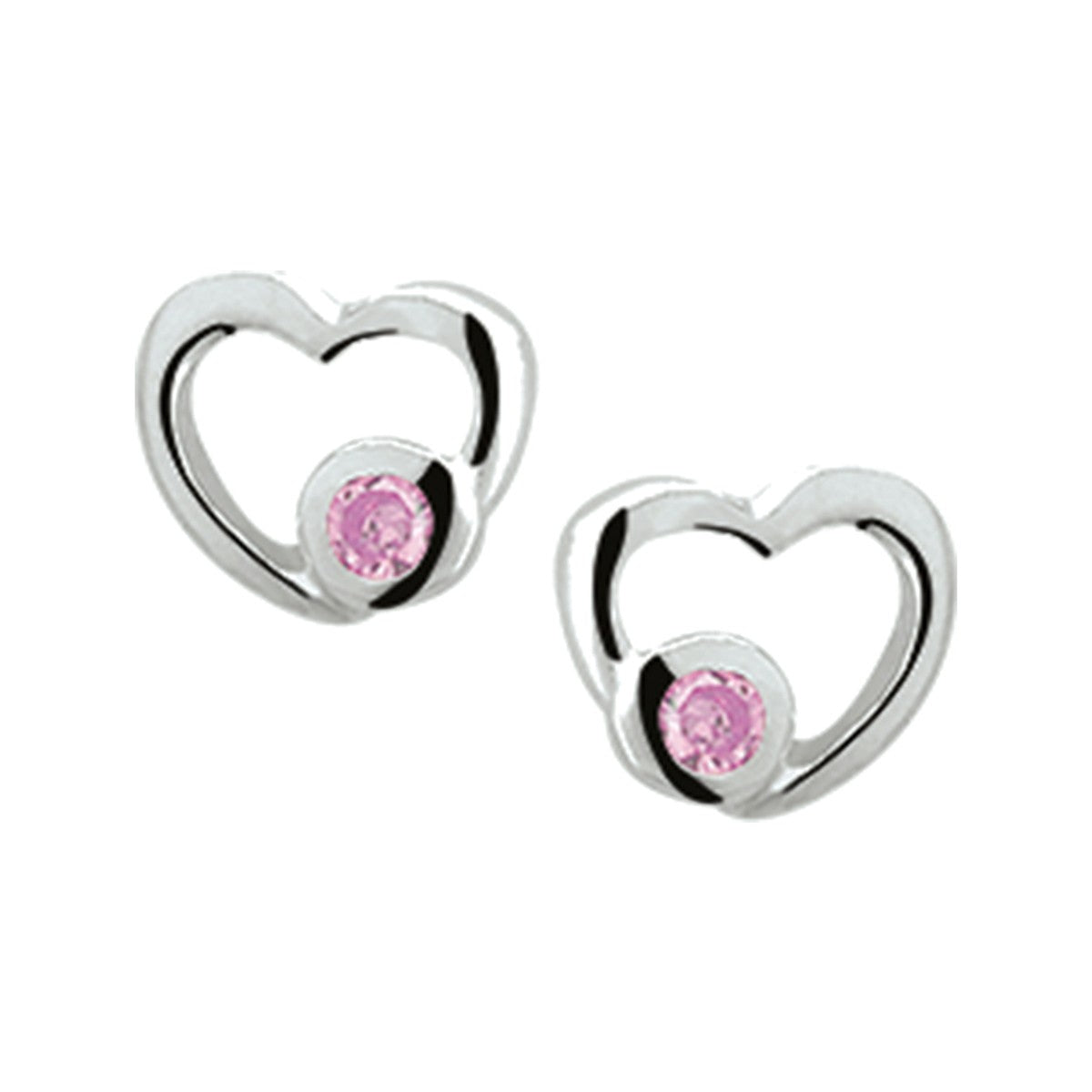 Zilver Oorknoppen Hart Roze Zirkonia 1011155