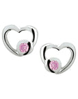 Zilver Oorknoppen Hart Roze Zirkonia 1011155