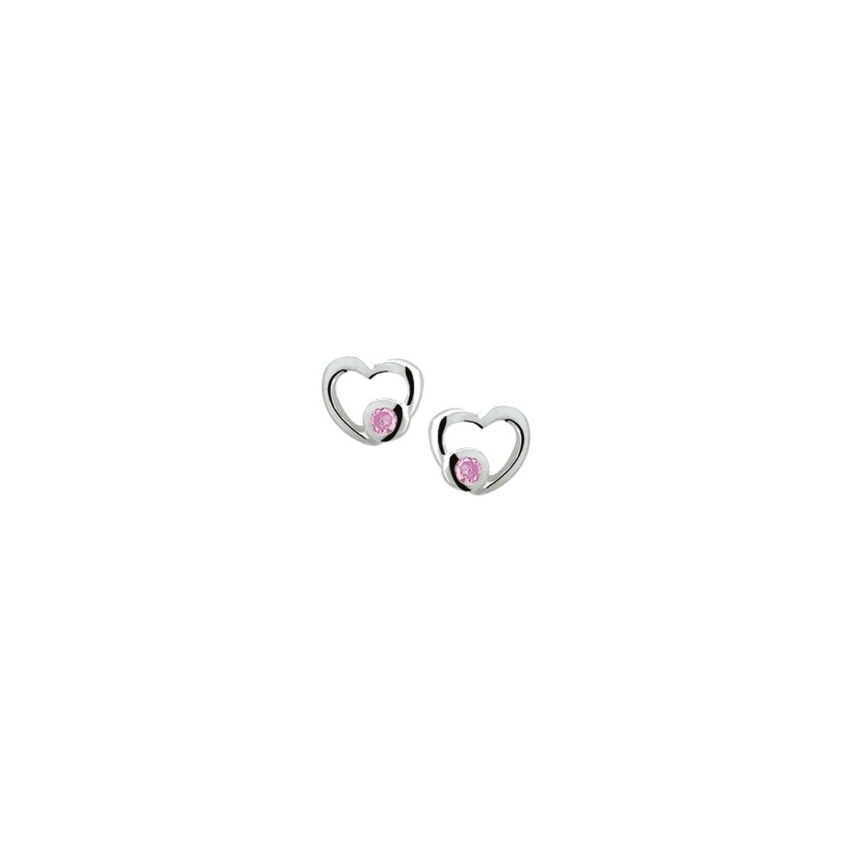 Zilver Oorknoppen Hart Roze Zirkonia 1011155