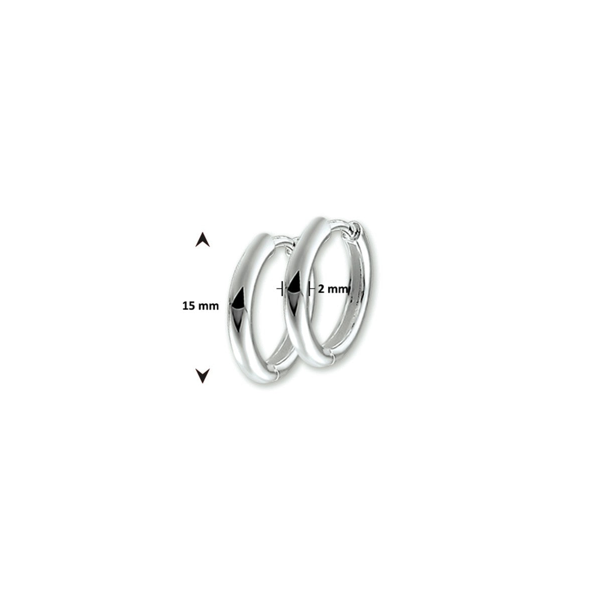 Zilver Klapoorringen2 MM Half Rond 1011867