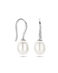 Zilver Gerhodineerd Oorhangers Parel Franse Haak 1301784