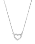 zilver gerhodineerd collier hart zirkonia 40 + 4 cm 1316450