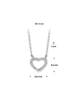 zilver gerhodineerd collier hart zirkonia 40 + 4 cm 1316450