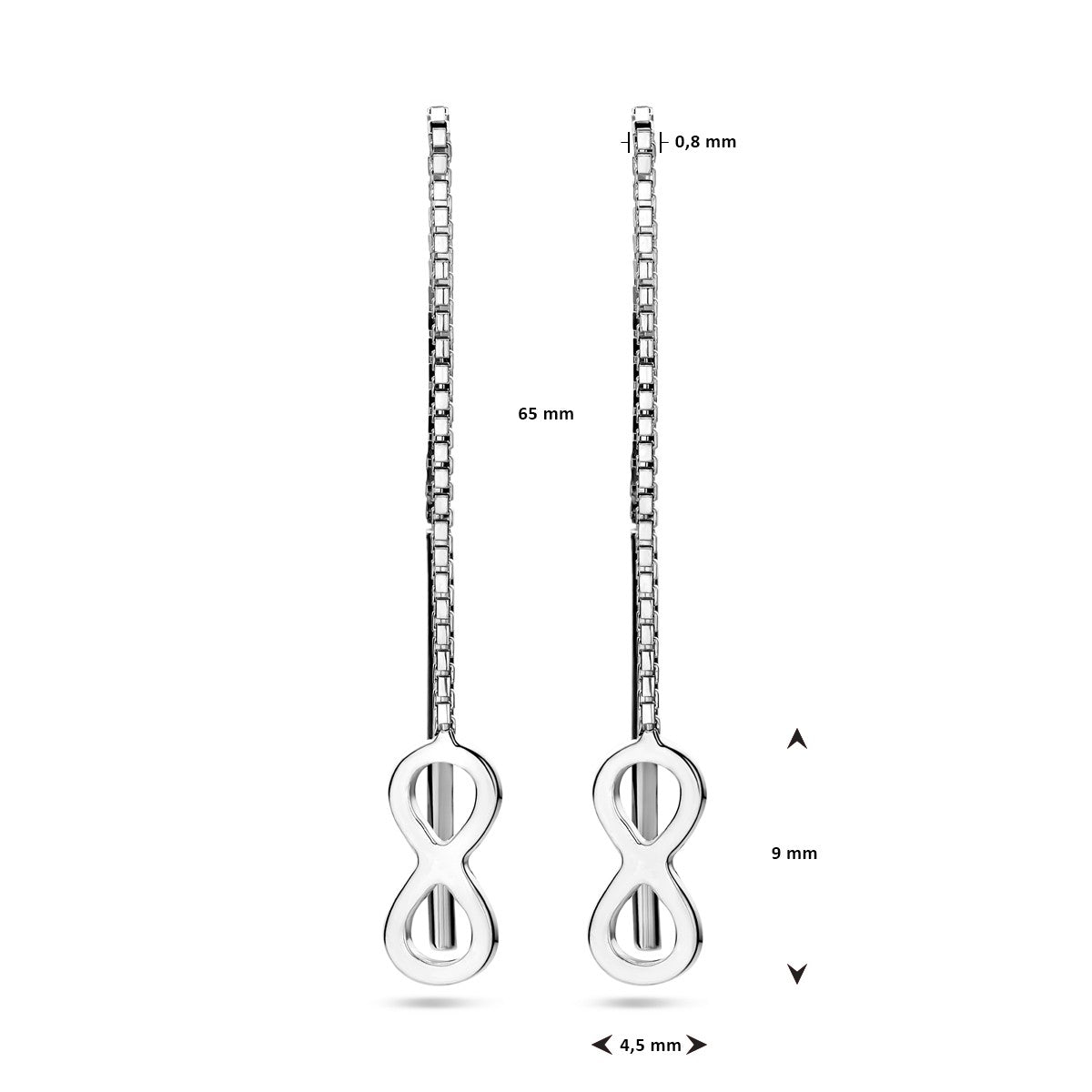 Zilver Gerhodineerd Doortrekoorbellen Infinity 1319817