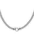 zilver gerhodineerd collier gourmette 7,5 mm 45 cm met groot springslot 1324432