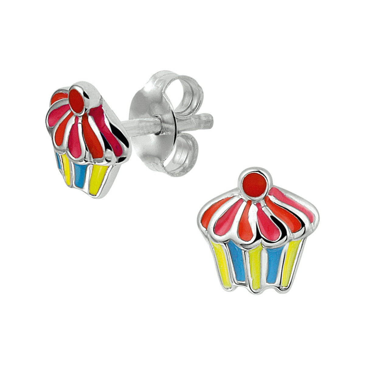 Zilver Gerhodineerd Oorknoppen Cupcake 1324752