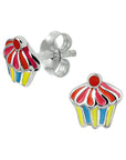 Zilver Gerhodineerd Oorknoppen Cupcake 1324752