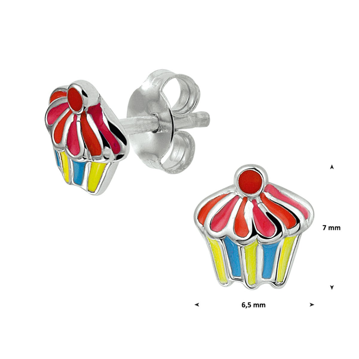 Zilver Gerhodineerd Oorknoppen Cupcake 1324752