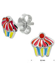 Zilver Gerhodineerd Oorknoppen Cupcake 1324752