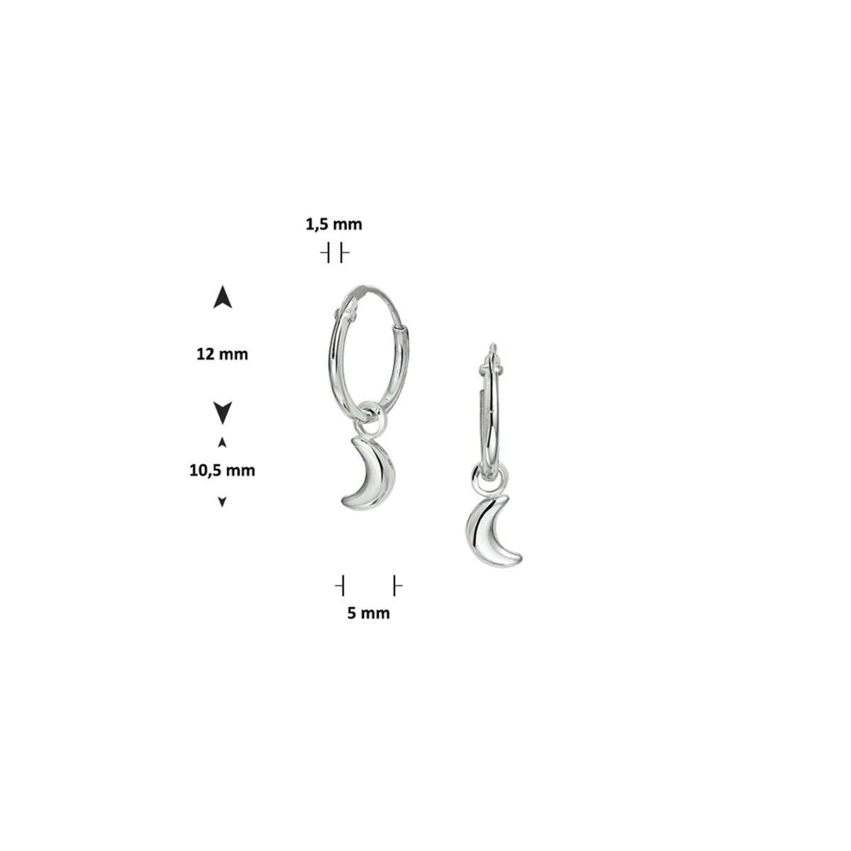 Zilver Gerhodineerd Oorringen Maan 1327067