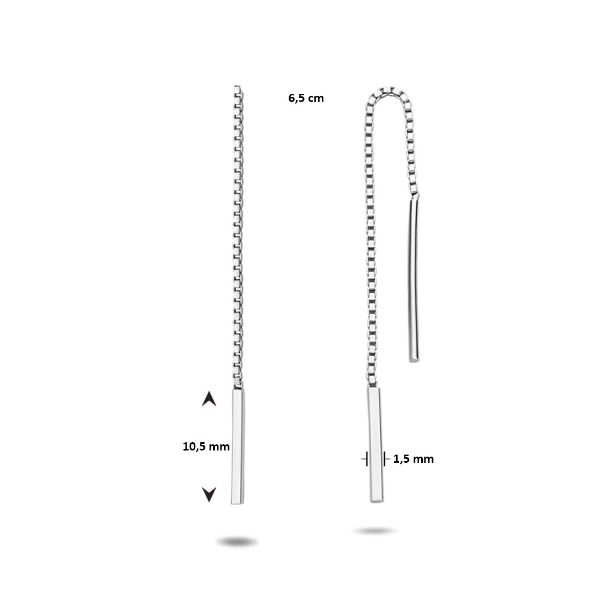 Zilver Gerhodineerd Doortrekoorbellen Balkje 1328130