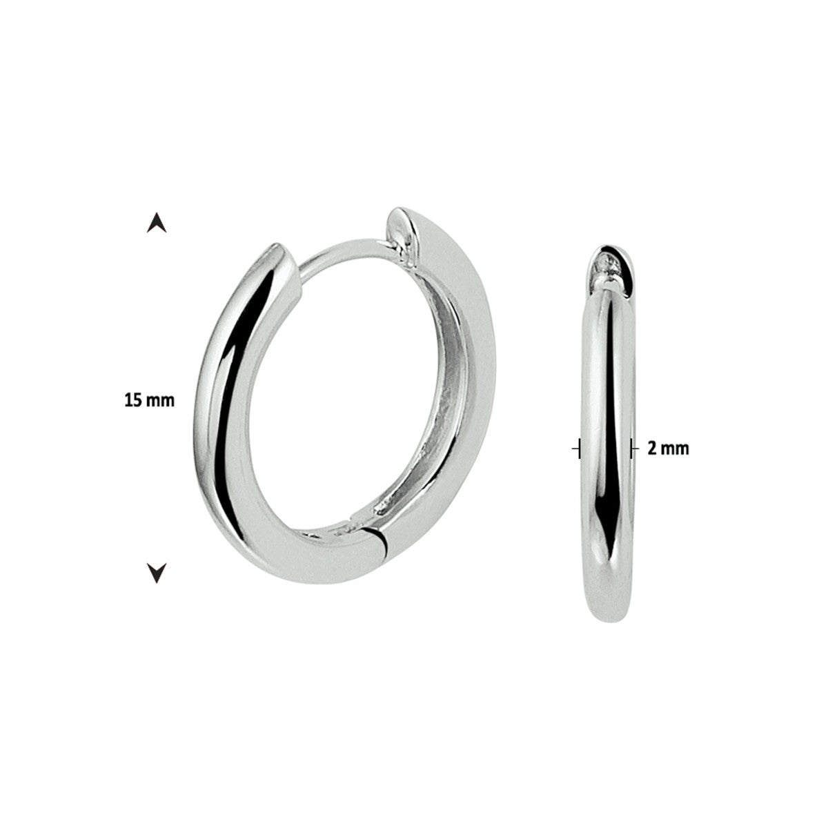 Zilver Gerhodineerd Klapoorringen 2,0 MM 1328283