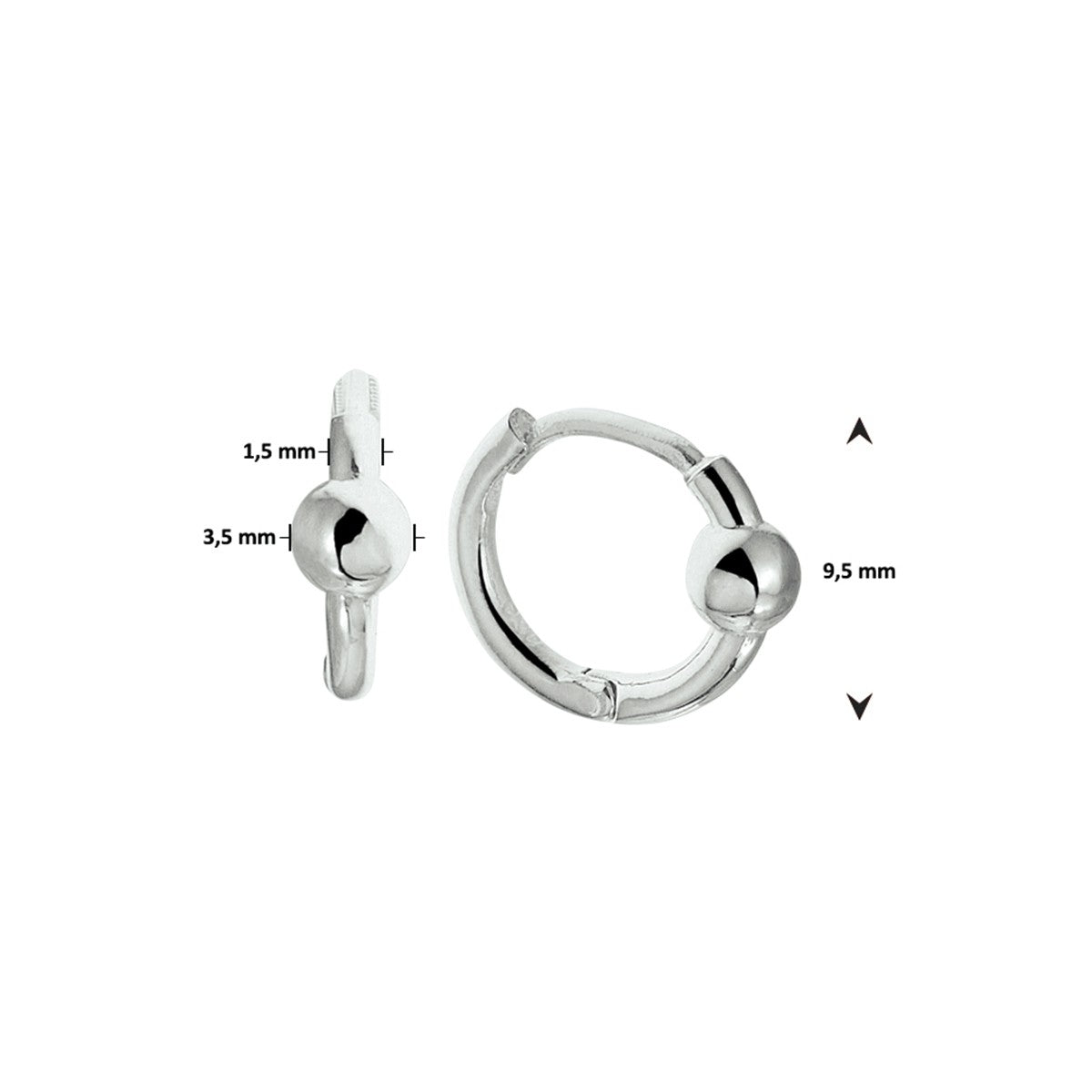 Zilver Gerhodineerd Klapoorringen Bolletjes 1328400