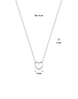 zilver gerhodineerd collier hart 36 + 4 cm 1328599