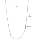 zilver gerhodineerd collier balkjes 1,4 mm 80 cm 1328626