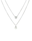 zilver gerhodineerd collier synth. parel en zirkonia 45 cm 1329108