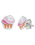 Zilver Gerhodineerd Oorknoppen Cupcake 1329209