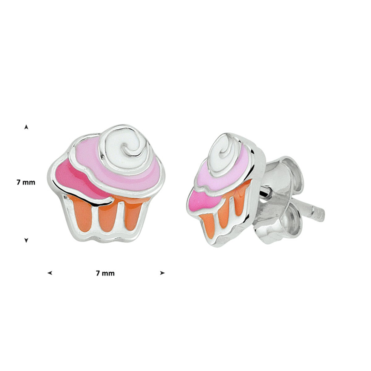 Zilver Gerhodineerd Oorknoppen Cupcake 1329209