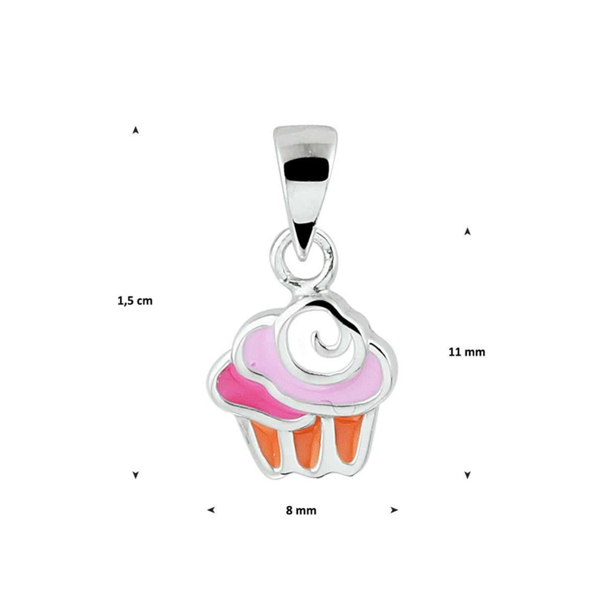 zilver gerhodineerd hanger cupcake 1329210