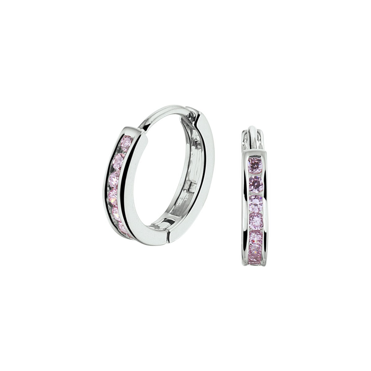 Zilver Gerhodineerd Klapoorringen Roze Zirkonia 1329463