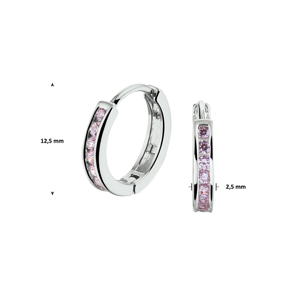 Zilver Gerhodineerd Klapoorringen Roze Zirkonia 1329463