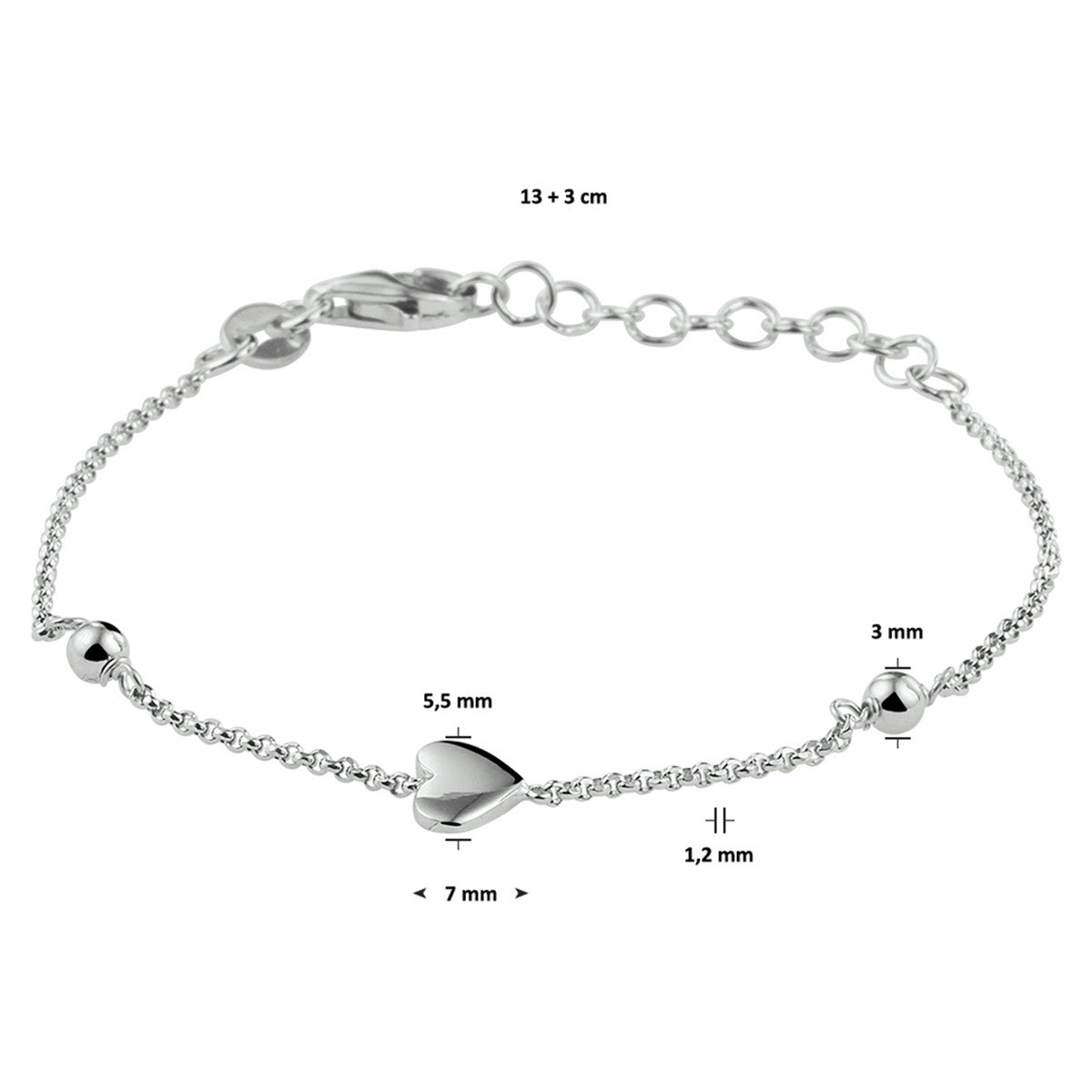 armband hart zilver gerhodineerd