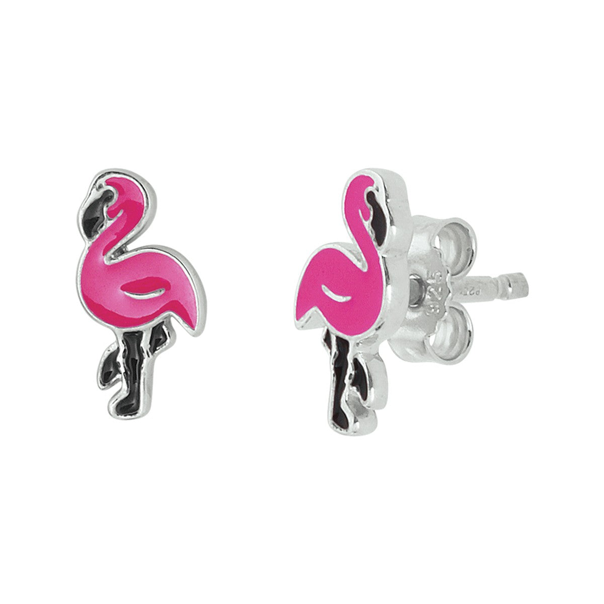 Zilver Gerhodineerd Oorknoppen Flamingo 1329849