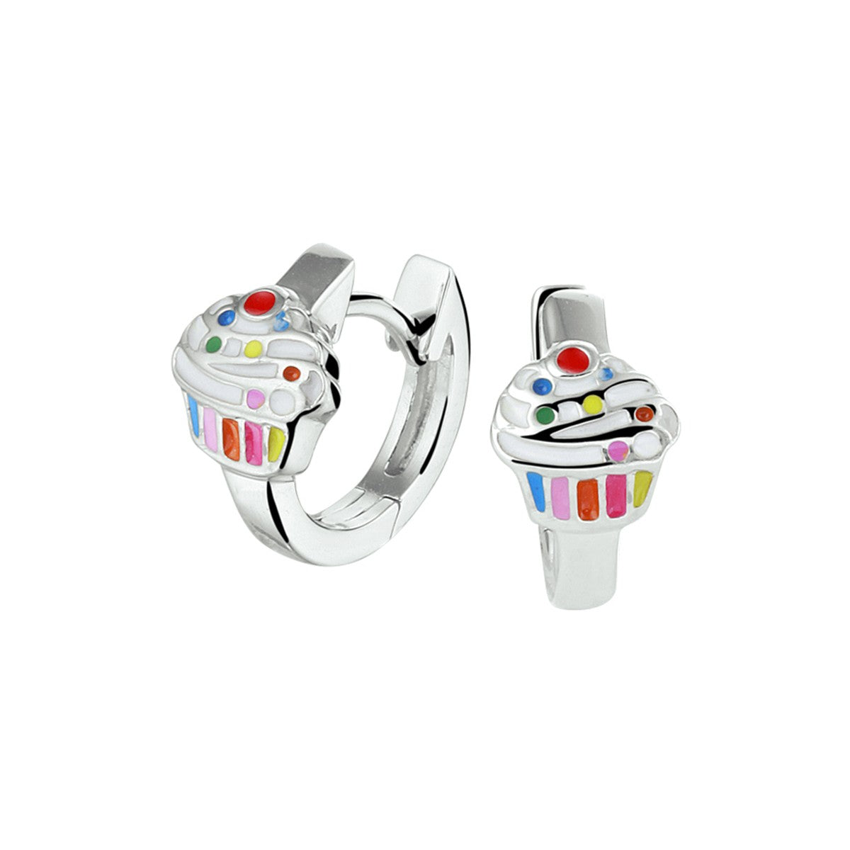 Zilver Gerhodineerd Klapoorringen Cupcake 1330157