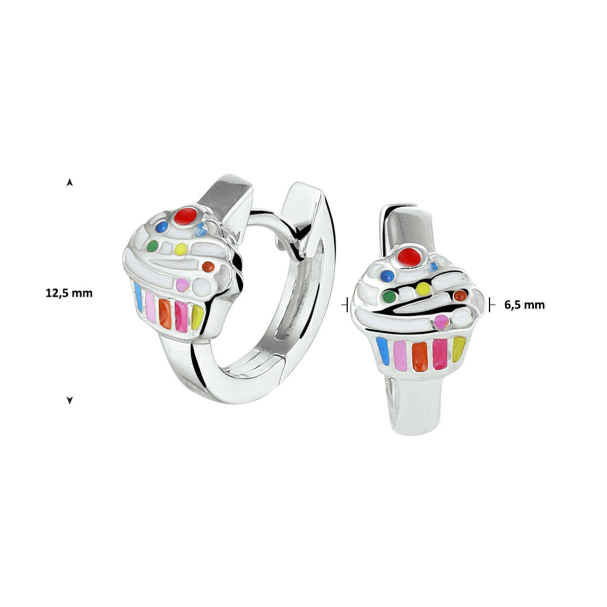 Zilver Gerhodineerd Klapoorringen Cupcake 1330157