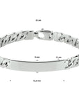 graveerarmband gourmette plaat 8 mm zilver gerhodineerd