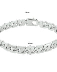 armband gourmette 8,2 mm zilver gerhodineerd