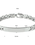 Zilver Gerhodineerd Graveerarmband Gourmette Plaat 8 mm 1330180