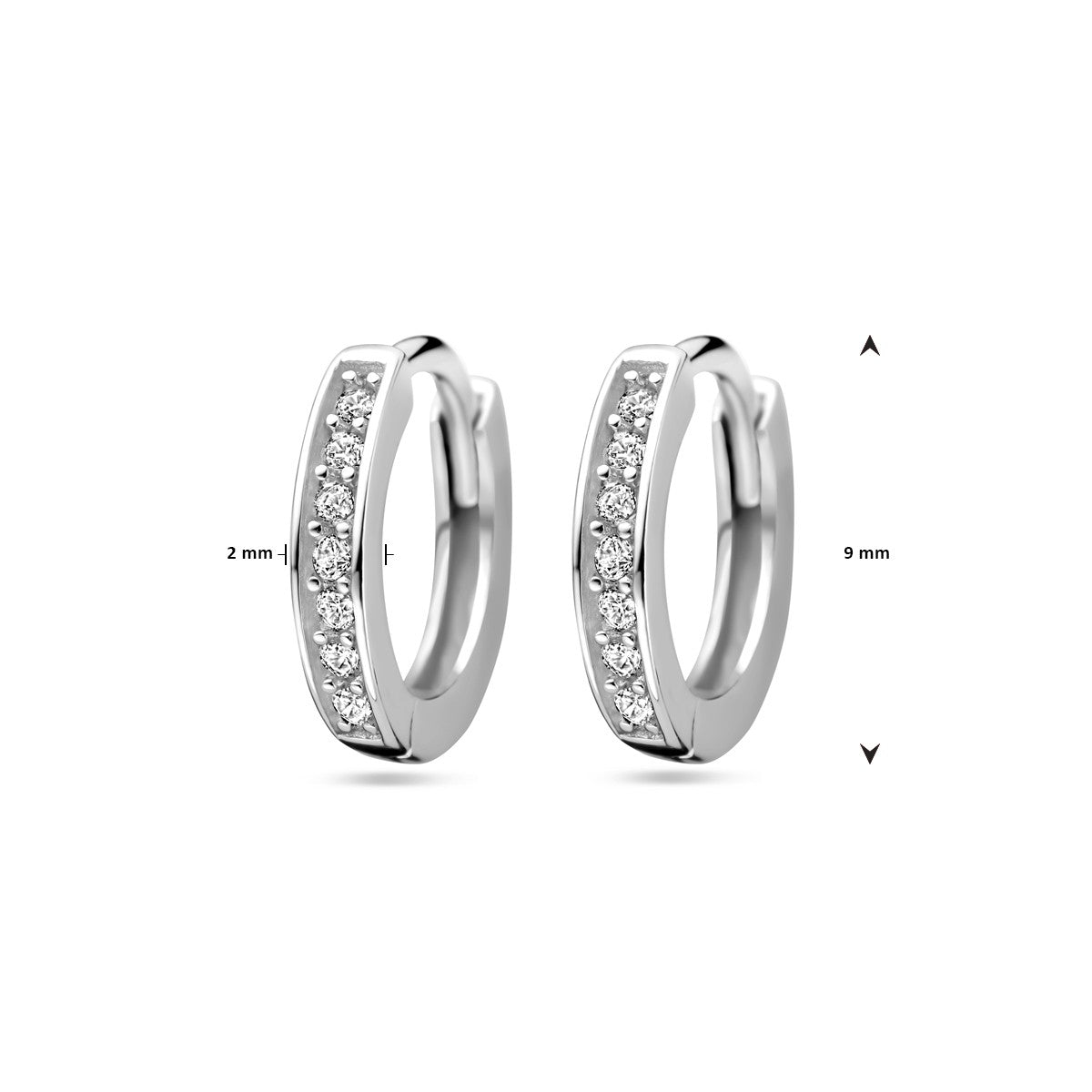 Zilver Gerhodineerd Klapoorringen Zirkonia 1331367