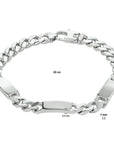 Zilver Gerhodineerd Graveerarmband Gourmette 6-Zijdes Geslepen Plaat 7,0 mm 1332226