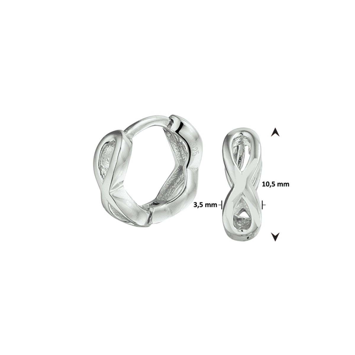 Zilver Gerhodineerd Klapoorringen Infinity 1332681