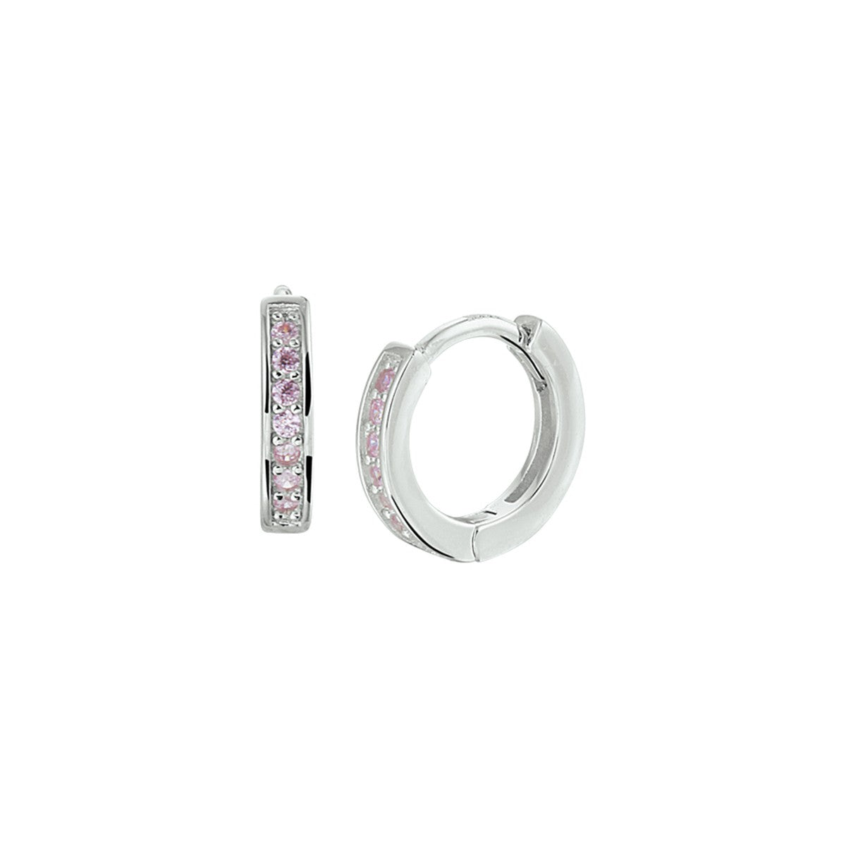 Zilver Gerhodineerd Klapoorringen Roze Zirkonia 1332749