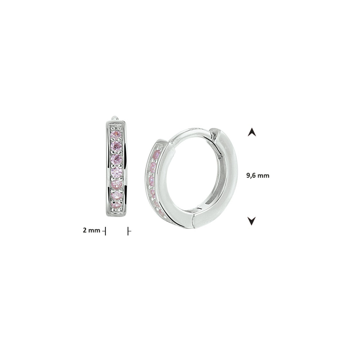 Zilver Gerhodineerd Klapoorringen Roze Zirkonia 1332749