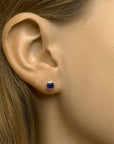 Zilver Gerhodineerd Oorknoppen Blauw Zirkonia 1333030