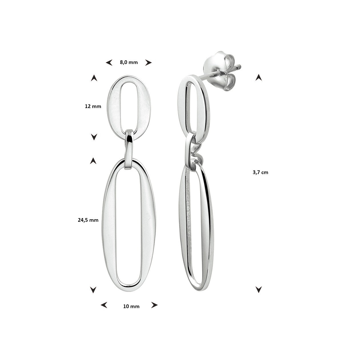 Zilver Gerhodineerd Oorhangers Paperclip 1333467