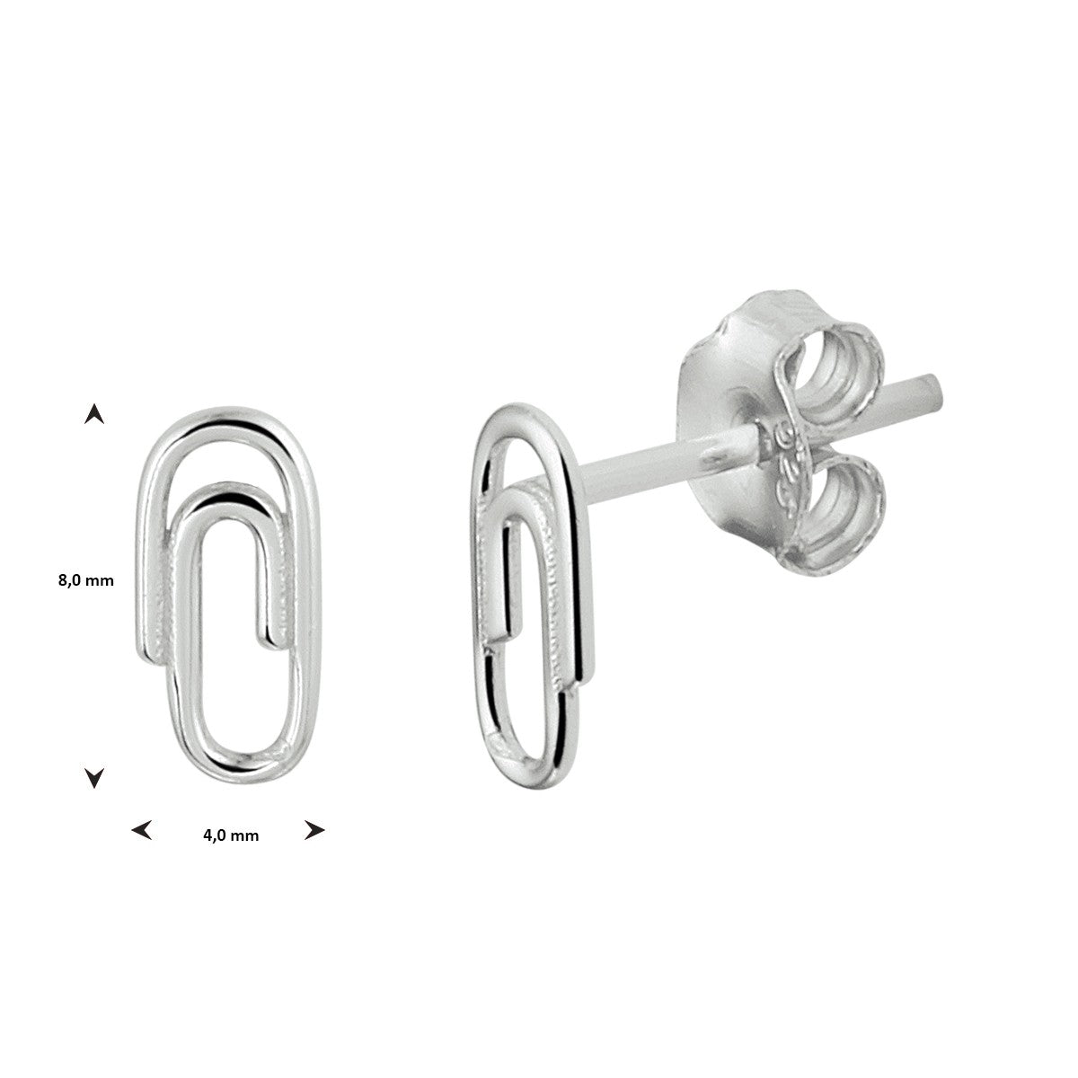 Zilver Gerhodineerd Oorknoppen Paperclip 1333526