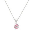 zilver gerhodineerd collier bloem zirkonia 36 + 4 cm 1333832