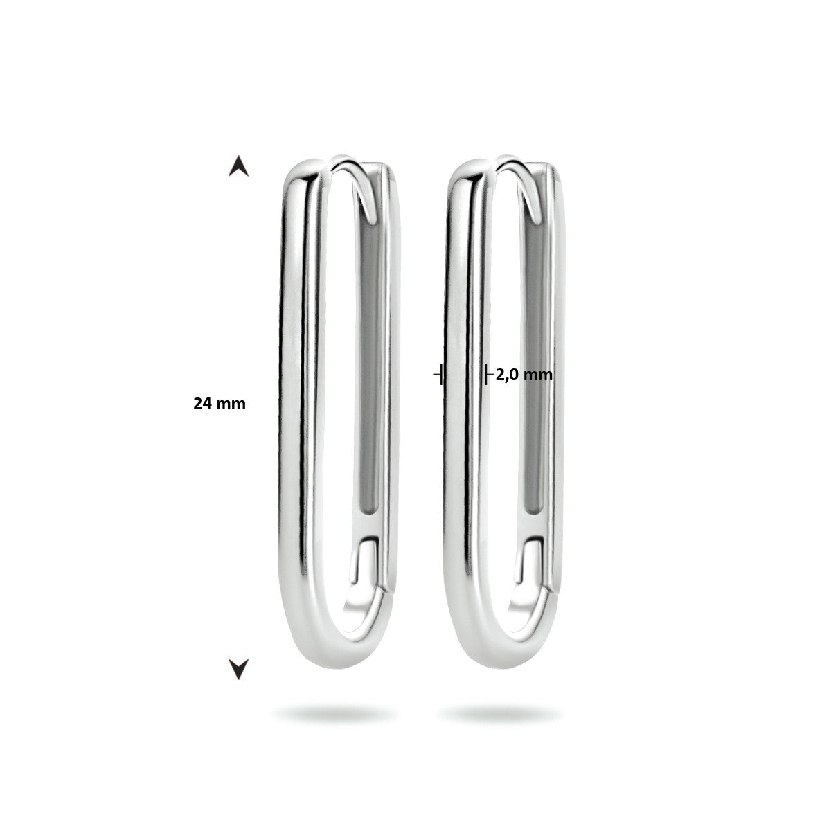 Zilver Gerhodineerd Klapoorringen Paperclip 1334219