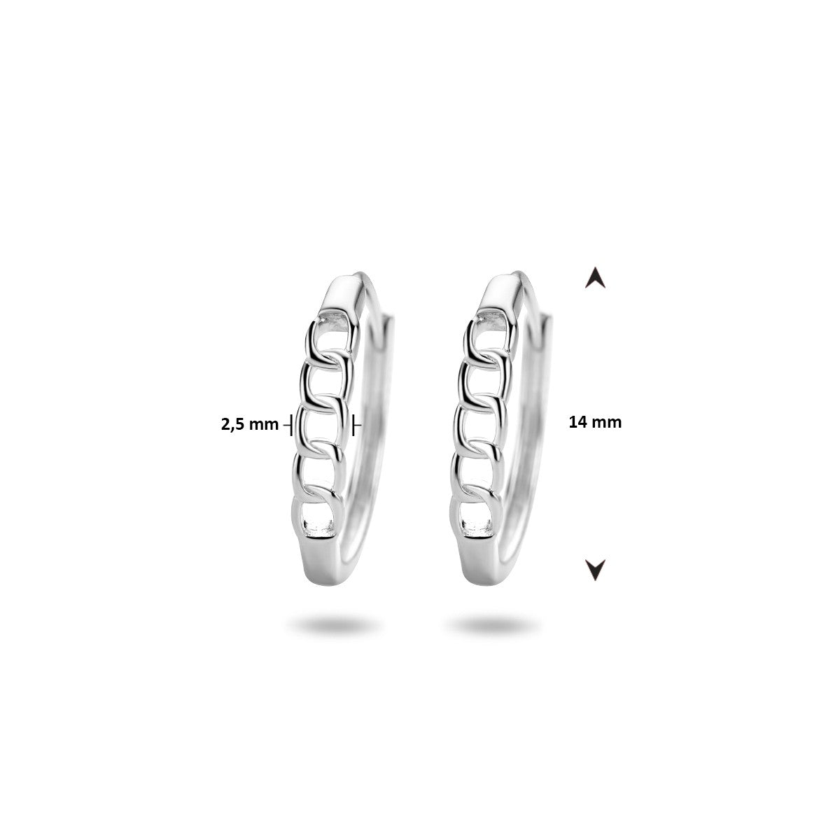 Zilver Gerhodineerd Klapoorringen Schakelmotief 1334758