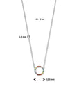 zilver gerhodineerd collier rondje regenboog zirkonia 45 + 5 cm 1335462