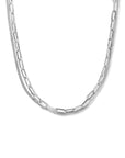 zilver gerhodineerd multi-collier paperclip spitse buis en gourmette 4-zijdes geslepen 2,8 mm 42 + 3 cm 1335578