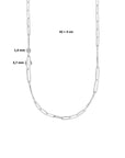 zilver gerhodineerd combi-collier paperclip platte buis en gourmette 3,7 mm 42 + 3 cm 1335579