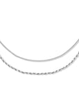 zilver gerhodineerd combi-collier gourmette 4-zijdes geslepen en koord 2,0 mm 41 + 4 cm 1335635