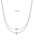 zilver gerhodineerd combi-collier gourmette 4-zijdes geslepen en koord 2,0 mm 41 + 4 cm 1335635