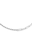 zilver gerhodineerd combi-collier koord en paperclip 3,5 mm 41 + 4 cm 1335644